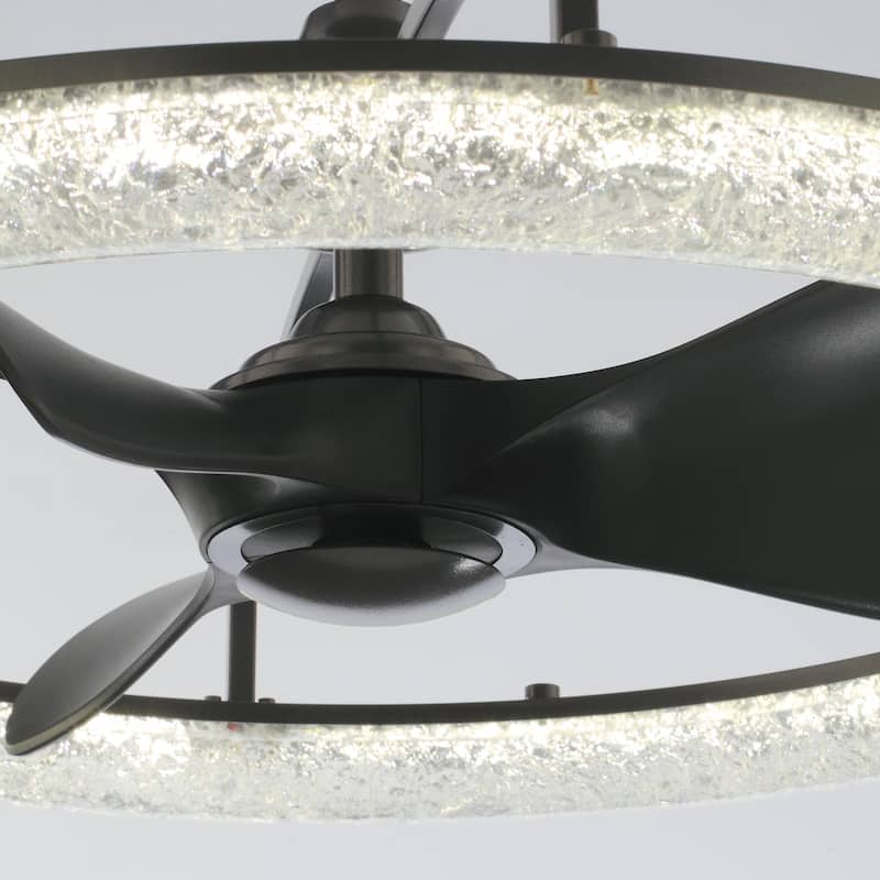 Ceiling Fan 32" Perimost 3-Blade Modern Black LED