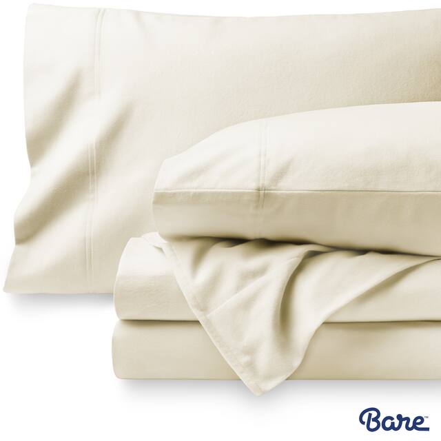 Bare Home Velvety Soft Cotton Flannel Deep Pocket Sheet Set - Twin XL - Cream