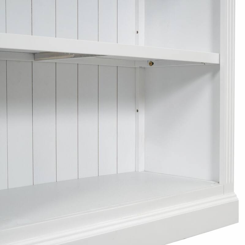 83.4" Tall Wood Bookcase with Light Strip, 5-Tier Decor Bookshelves with Adjustable Shelves