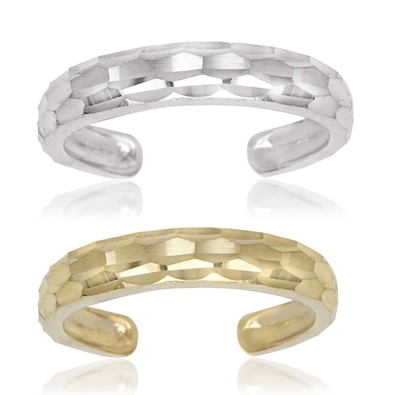 14k Yellow or White Gold Diamond-cut Adjustable Toe Ring