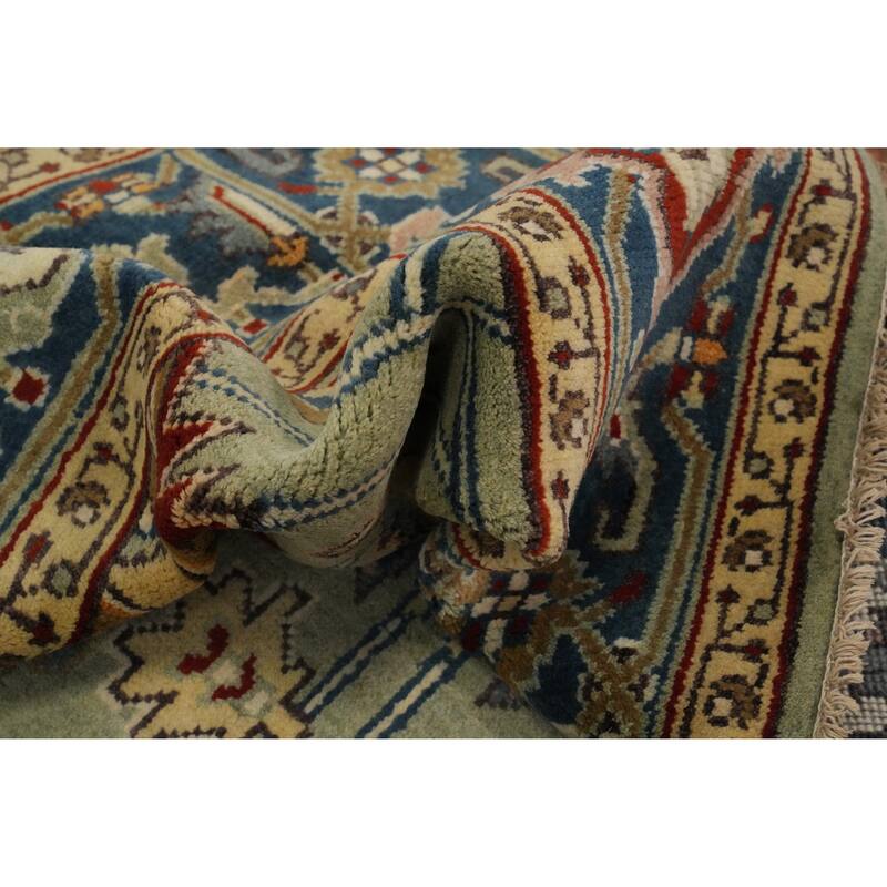 Hand-knotted Transitional Wool Carpet Green Oushak Rug Floral Oriental Area Rug - 19' 9'' X 7' 11''