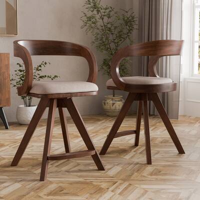 Furniture of America Abigail IX Mid-century Modern Handcrafted Rubberwood Counter Height Dining Chairs (Set of 2)
