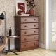 Palace Imports 100% Solid Wood 5-Drawer Chest with Metal or Wooden Knobs - Mocha