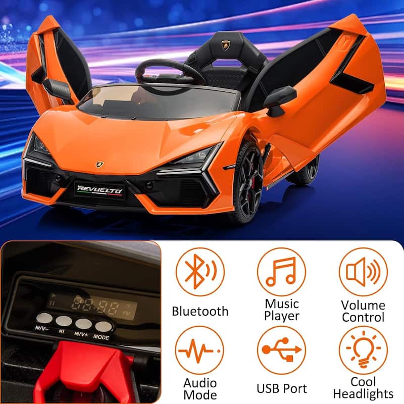 12V Kids Ride On Car, Licensed Lamborghini Revuelto Electric Car for Kids
