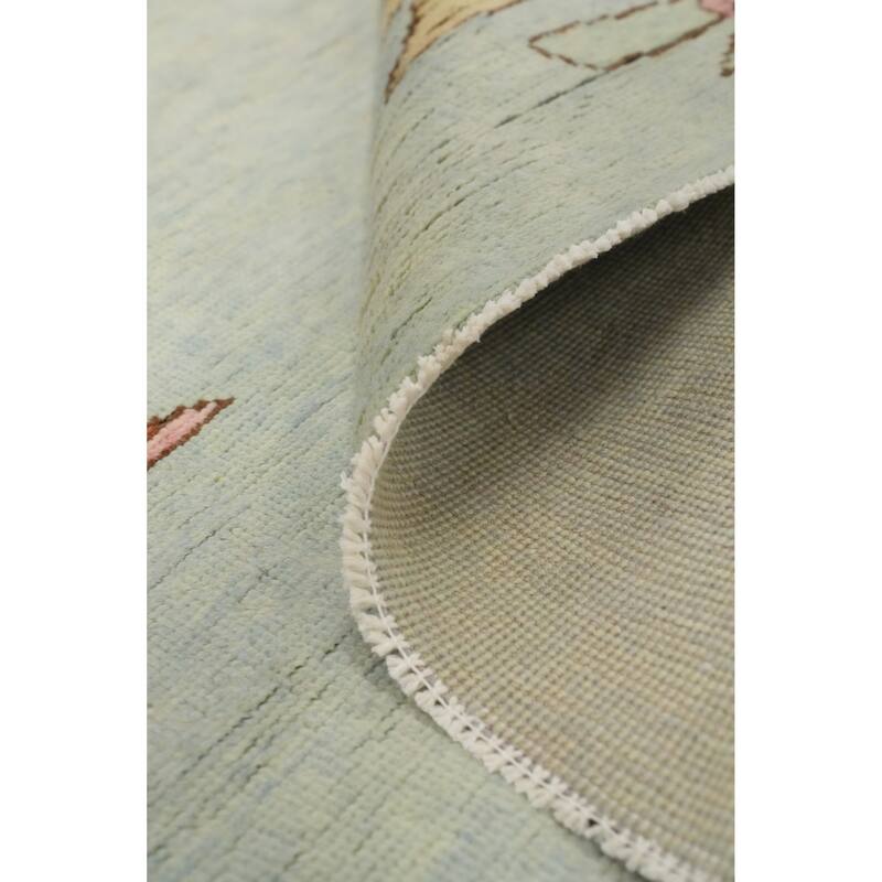 Hand Knotted Oriental 100% Wool Carpet Modern Geometric Green Gabbeh Area Rug - 11' 11'' X 8' 10''