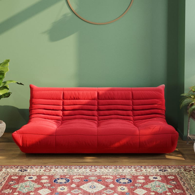 69"Teddy Fabric Upholstery Lounge Floor Couch For Living Room - Red