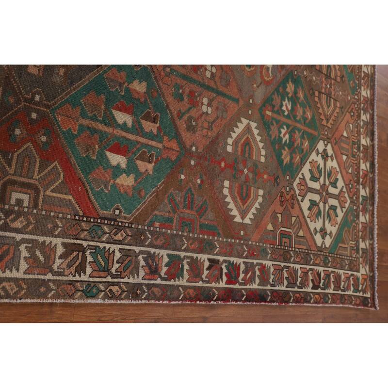Distressed Bakhtiari Persian Vintage Area Rug Hand-Knotted Wool Carpet - 7'1"x 10'3"