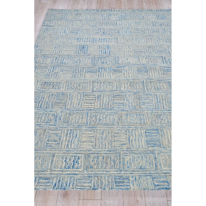 Exquisite Rugs Naturals Handmade Hand-tufted New Zealand Wool on Canvas Blue/Ivory Area Rug