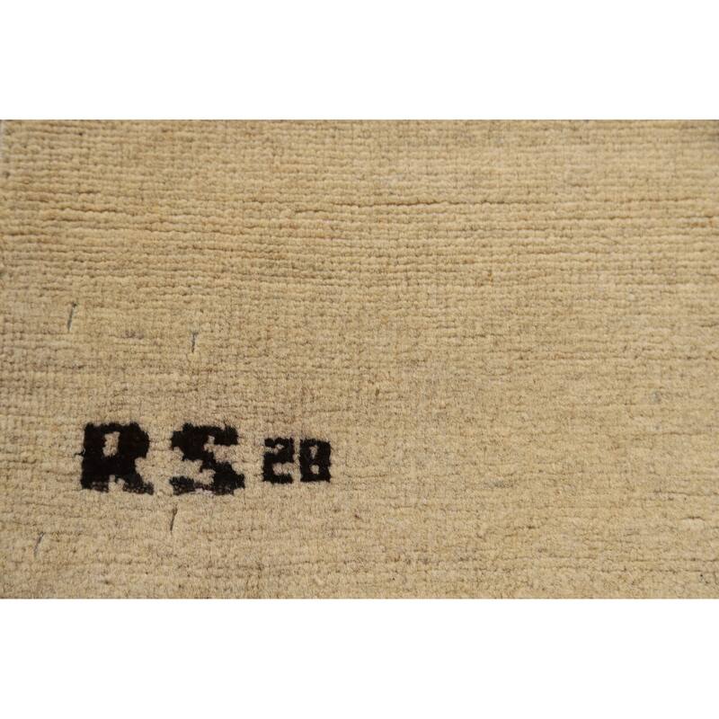 Modern Beige Gabbeh Oriental Foyer Rug Hand-Knotted Wool Carpet - 2'9"x 3'11"