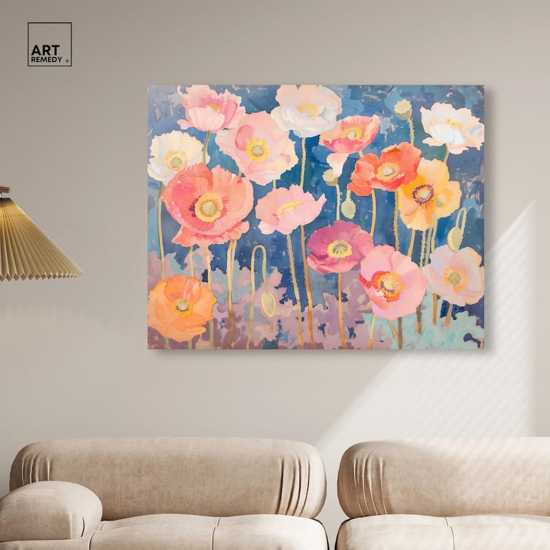 Pastel Poppies Canvas by Art Remedy, Gallery Wrapped