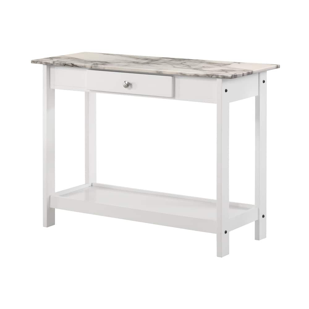 DH BASIC Transitional Faux Marble Top 1-Open Shelf Console Table with Drawer by Denhour