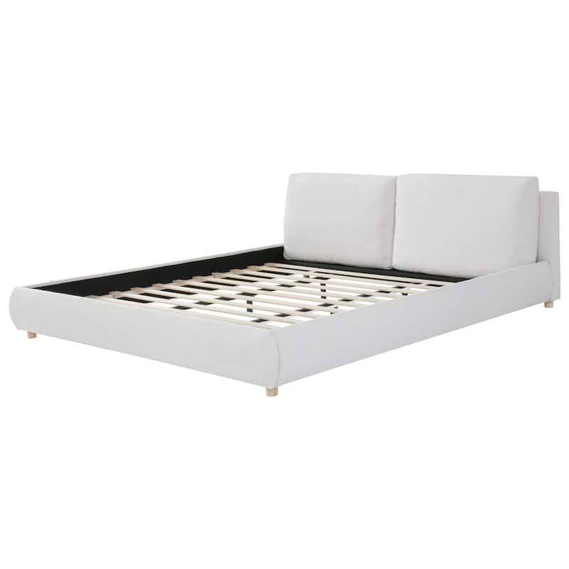 Christopher Knight Home - Charlotte Upholstered Platform Bed with Removable Pillow Headboard