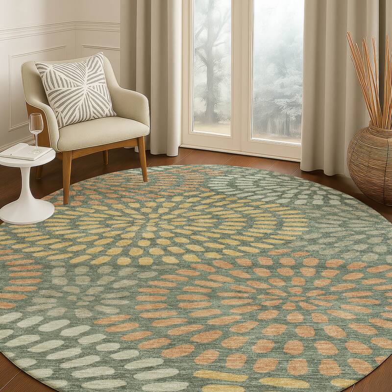 Machine Washable Indoor/ Outdoor Casual Ric Chantille Rug