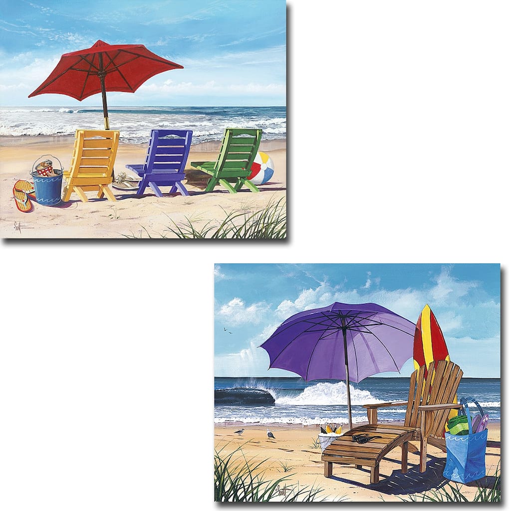 Beachy Keen & Shore Thing by Westmoreland 2-pc Gallery Wrapped Canvas Giclee Set (15 in x 18 in Each Canvas in Set)