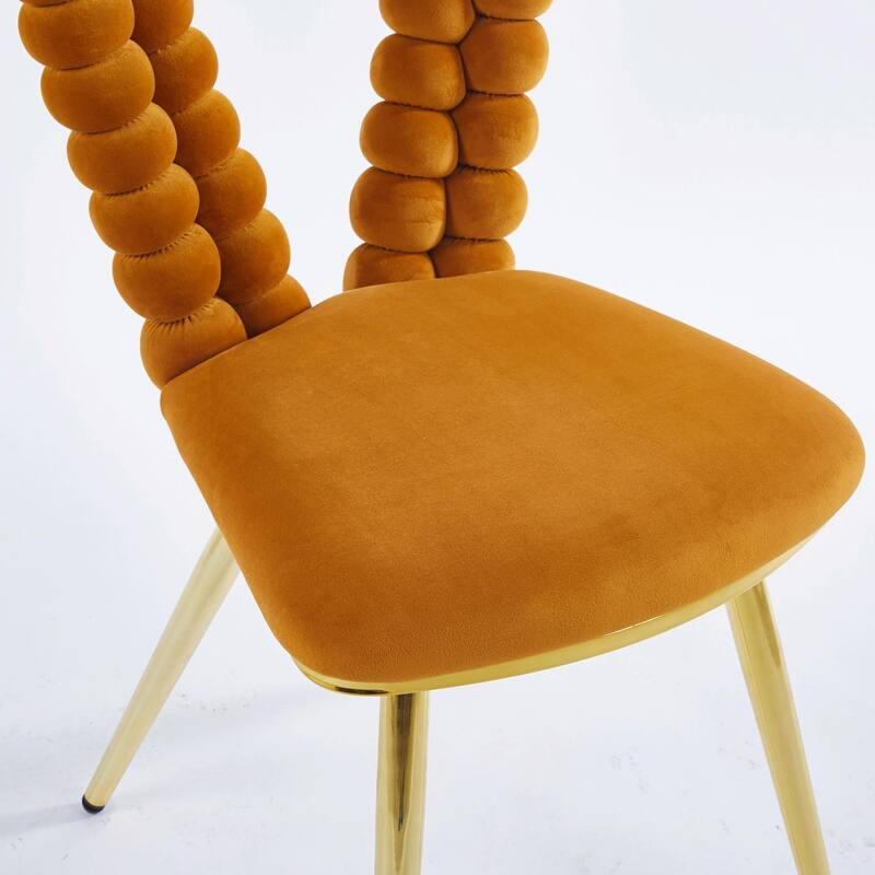 Modern Chair Set (2) with Golden Iron Tube Legs
