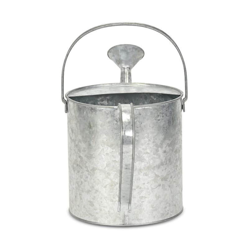 HomeRoots 9" Gray Galvanized Metal Decorative Watering Can - 17.00 in. x 9.25 in. x 8.00 in.