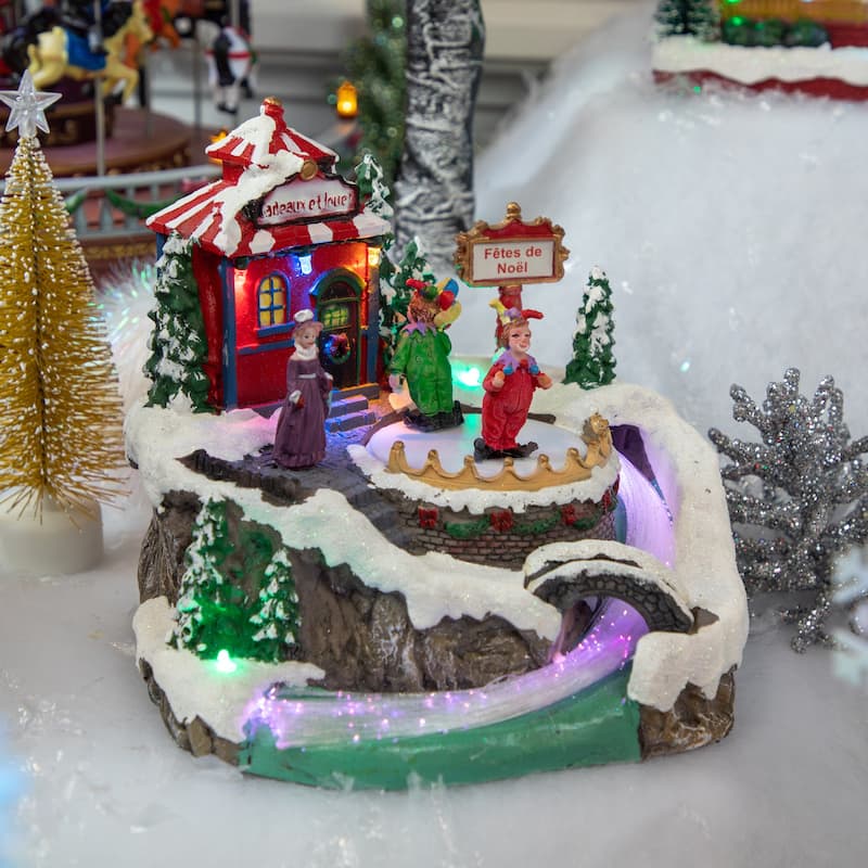 LED Lighted and Animated Christmas Scene Village Display Decoration - 7.75"