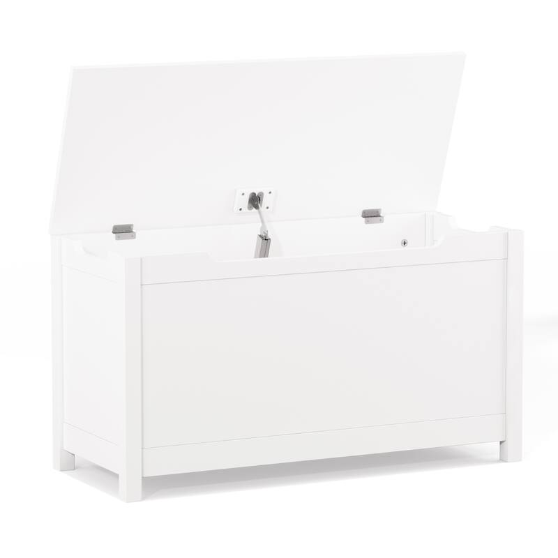 Classic Design Kids Wooden Toy Box Storage with Safety Hinged Lid