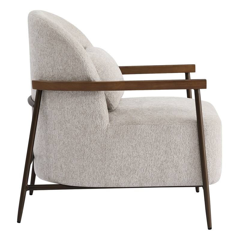 Spruce & Spring Anthony Modern Upholstered Faux Sherpa Chair with Wood Arms&Metal Legs