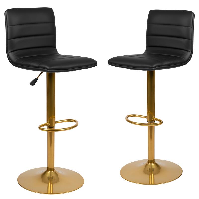 Modern Vinyl Channel Tufted Adjustable Height Barstool (Set of 2) - 16"W x 19"D x 35" - 44"H - 16"W x 19"D x 35" - 44"H