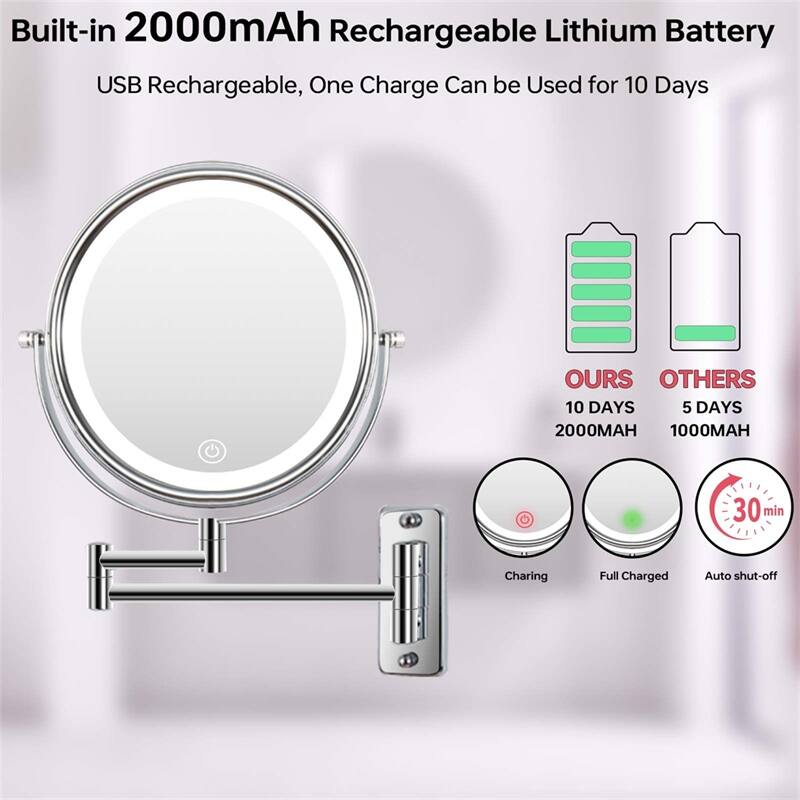 Wall Mounted Makeup Mirror with Down DoubleSided 1x/10x Magnification