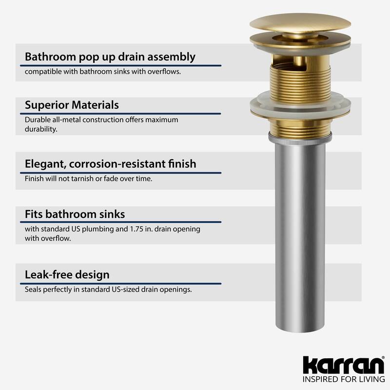 Karran Pop-Up Vanity Bowl Drain with Overflow