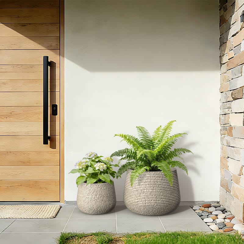 Upgraded Interior Concrete Round Planter with Draiange Holes