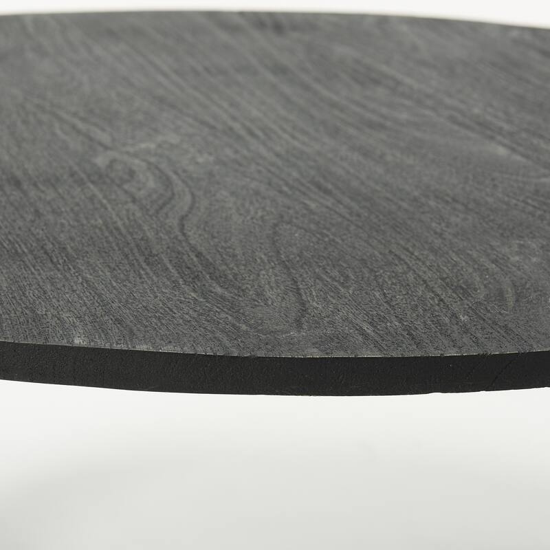 HomeRoots 34" Antiqued Gold Solid Wood and Iron Round Distressed Coffee Table - 34' X '16.25' X '34