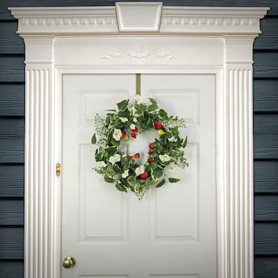National Tree Company 22 inch Artificial Spring Wreath with Strawberries, Petunia Blooms, and Leafy Greens