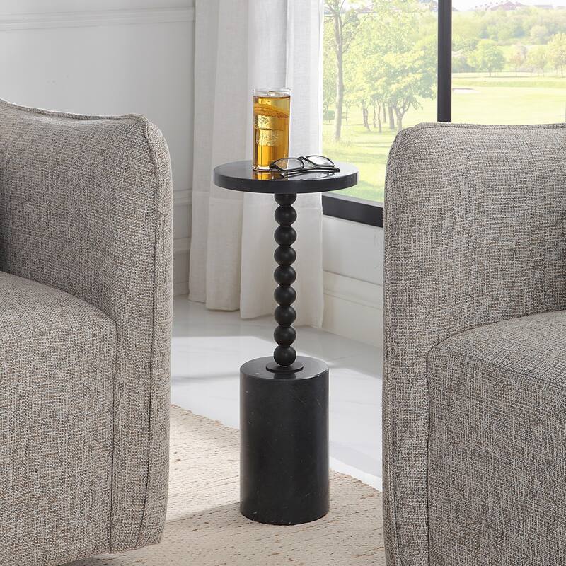 Beaded Marble Drink Table - 24" - Black