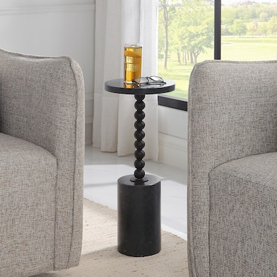 Beaded Marble Drink Table - 24" - Black