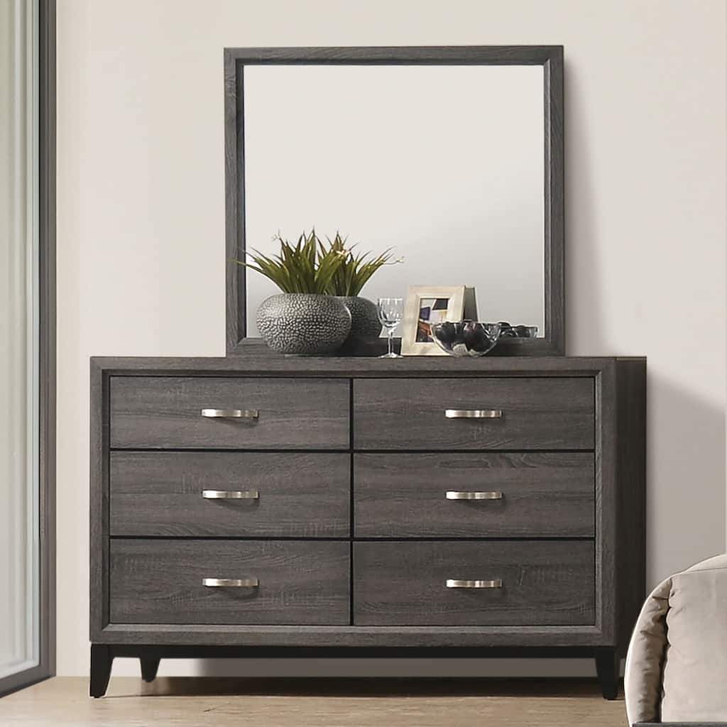 Furniture of America Lante Modern 2-Piece 6-Drawer Dresser and Mirror Set