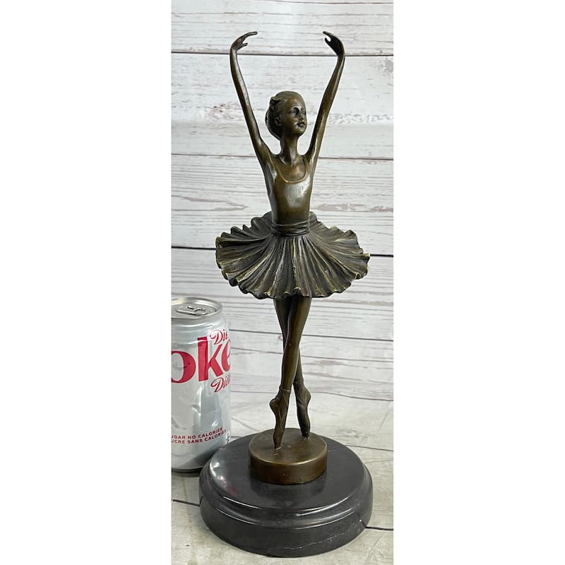 Fifth Position Releve Ballerina Ballet Dancer Bronze Sculpture Statue Figure On Marble Base