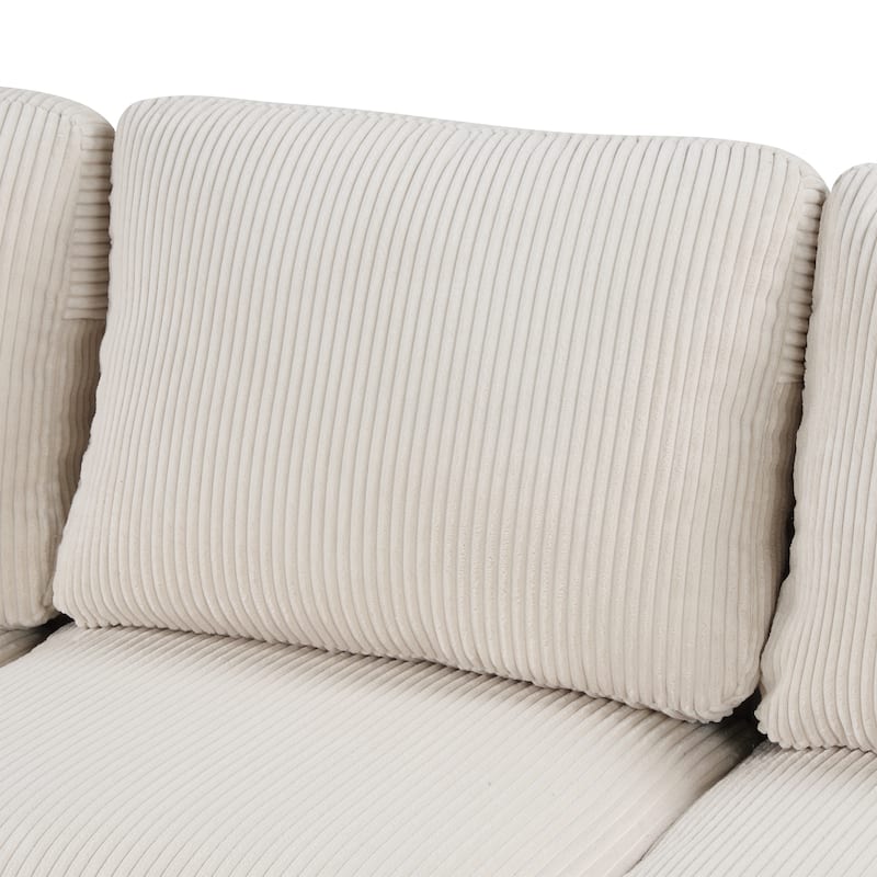 Beige 103'' Versatile U-Shaped 4-Seater Sectional Sofa with 2 Chaise Lounges, Solid Wood Legs, and Ample Space