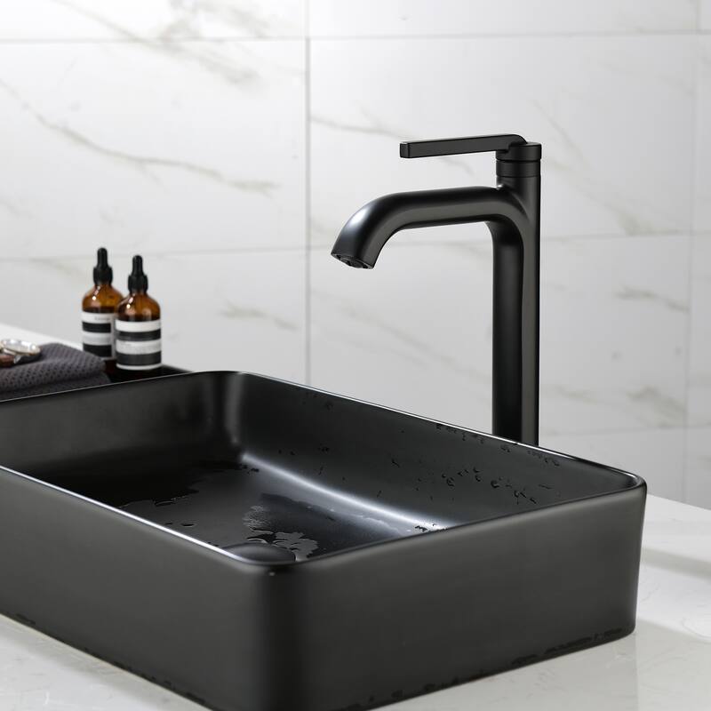 12 in.H Modern Matte Black/ Brushed Gold Single Handle Bathroom Faucet includes Hardware