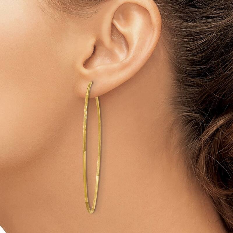 Curata 14k Yellow Gold Sparkle Cut Endless Hoop Earrings - 58x58mm