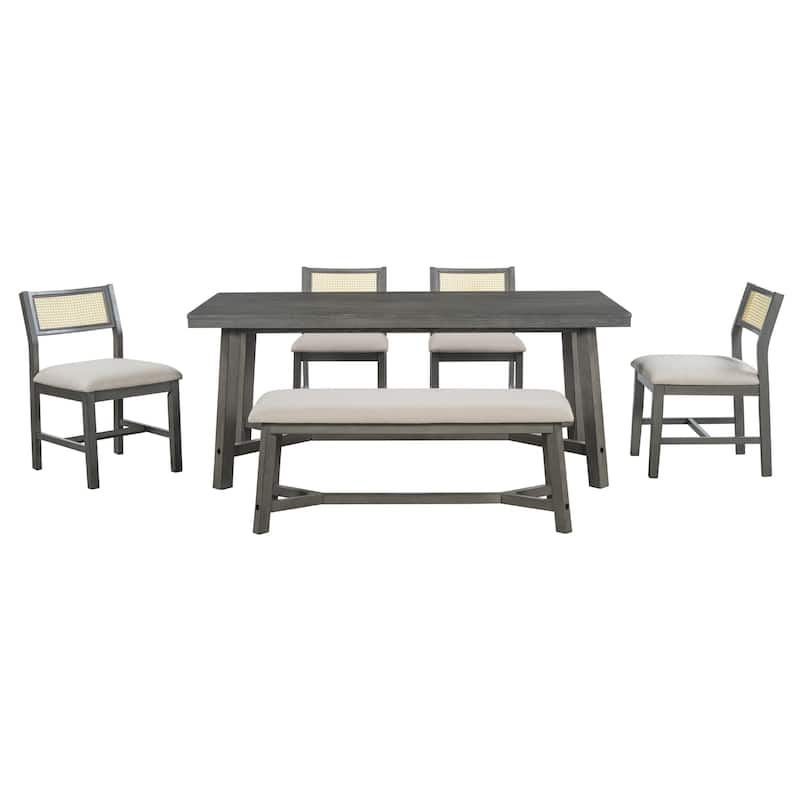 6-piece Retro Farmhouse Style Dining Set