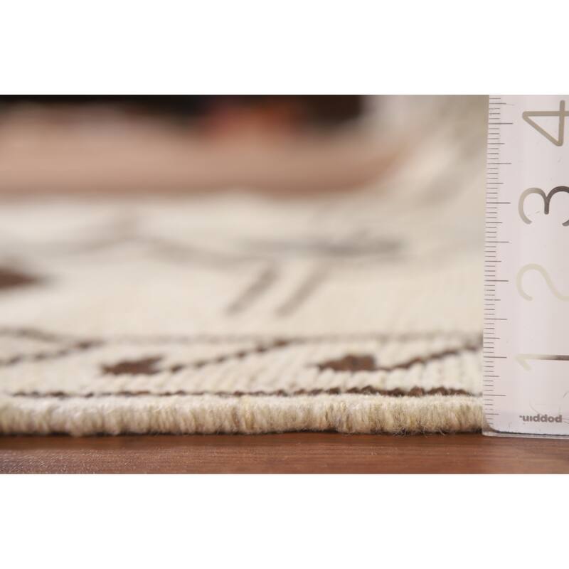Natural Dye Beige Tribal Anatolian Runner Rug Handmade Wool Carpet - 3'6"x 11'4"