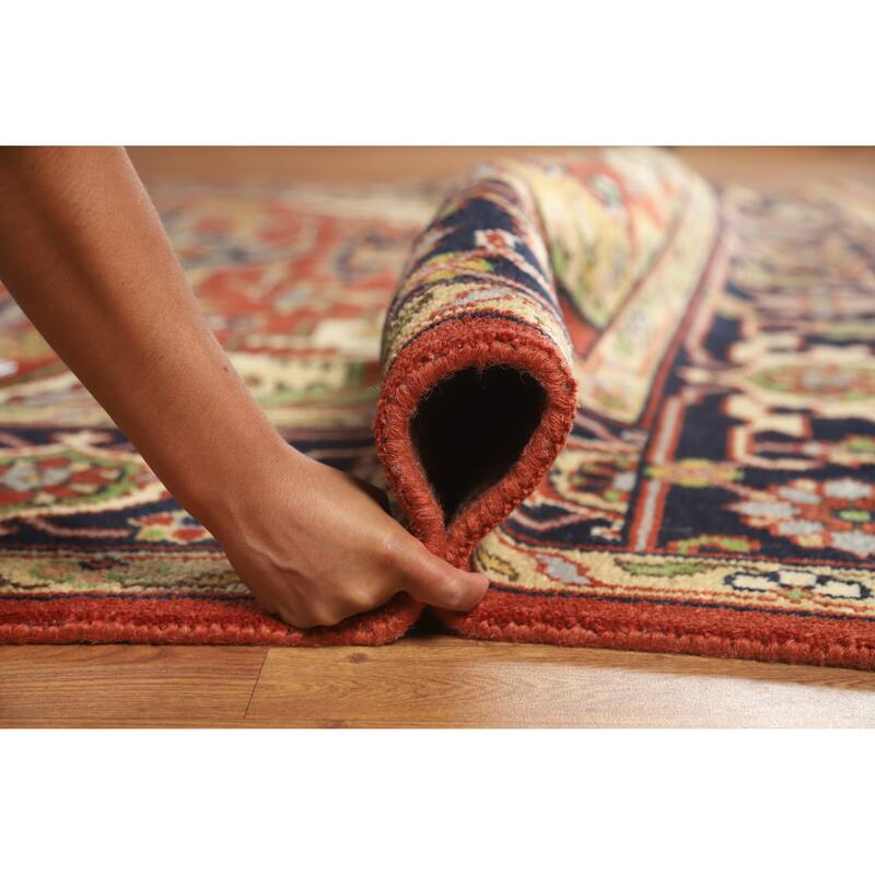 Orange Medallion Heriz Serapi Indian Area Rug Handmade Wool Carpet - 8'10" x 11'9"