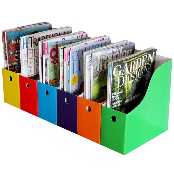 Evelots Magazine File Holder-Organizer-Full 4 Inch Wide-6 Colors-W/Labels-Set/6. Opens flyout.