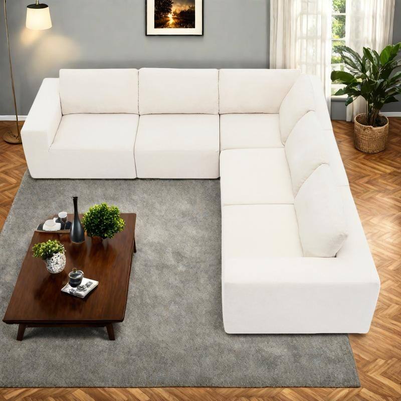 147" Fabric Modular Sectional Sofa with No Assembly, Wide Seats & Cloud Comfort - Beige