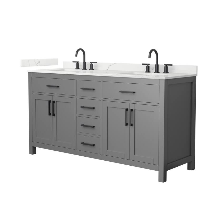 Wyndham Collection WCG2424-66D-QTZ-US3MXX Beckett 66" Free Standing - Dark Gray / Giotto Quartz Top / Matte Black