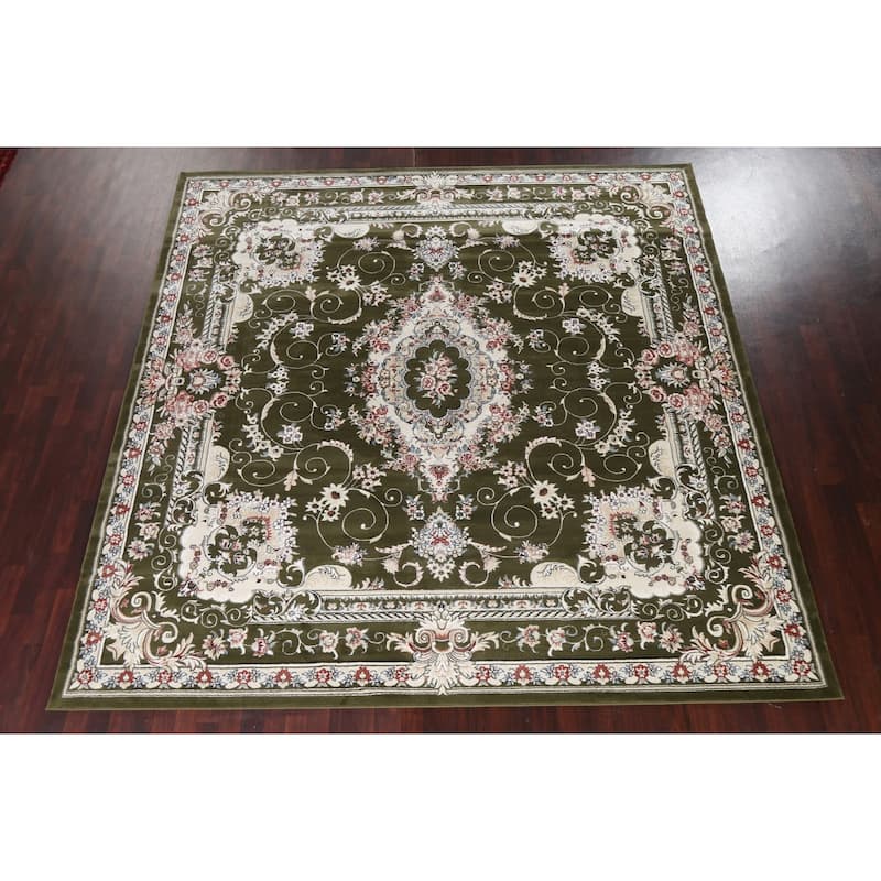 Green Floral Medallion Transitional Turkish Rug Oriental Carpet