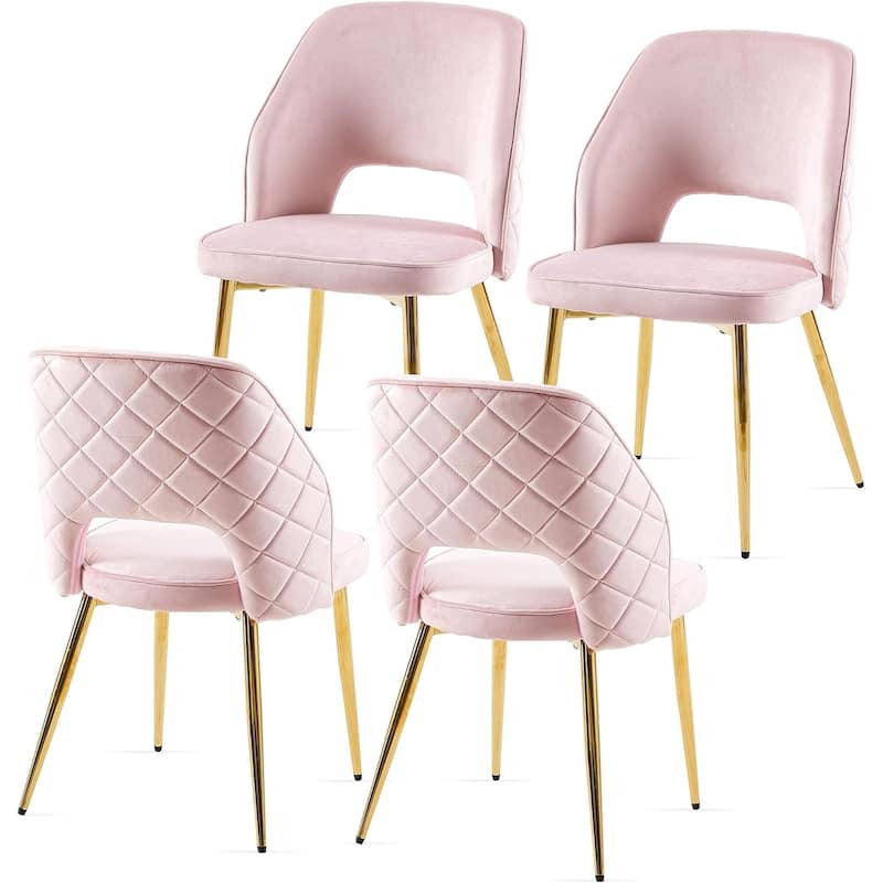 Howtai Upholstered Home Chair Hollow-Back Set of 4 - Pink
