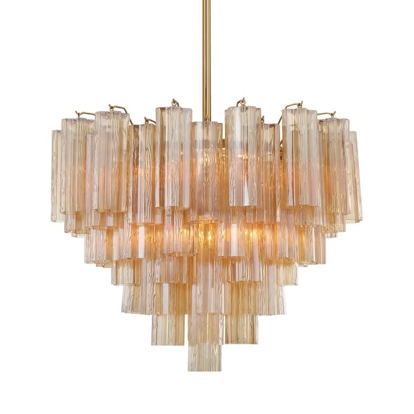 slide 2 of 7, Crystorama Lighting Group ADD-312-AM Addis 12 Light 27" Wide Waterfall Aged Brass