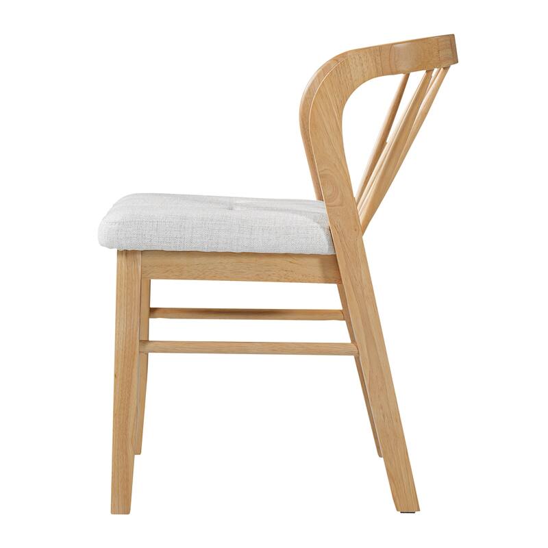 Christopher Knight Home - Modern 7-Piece Wooden Dining Table Set with Fabric Upholstered Windsor Dining Chairs