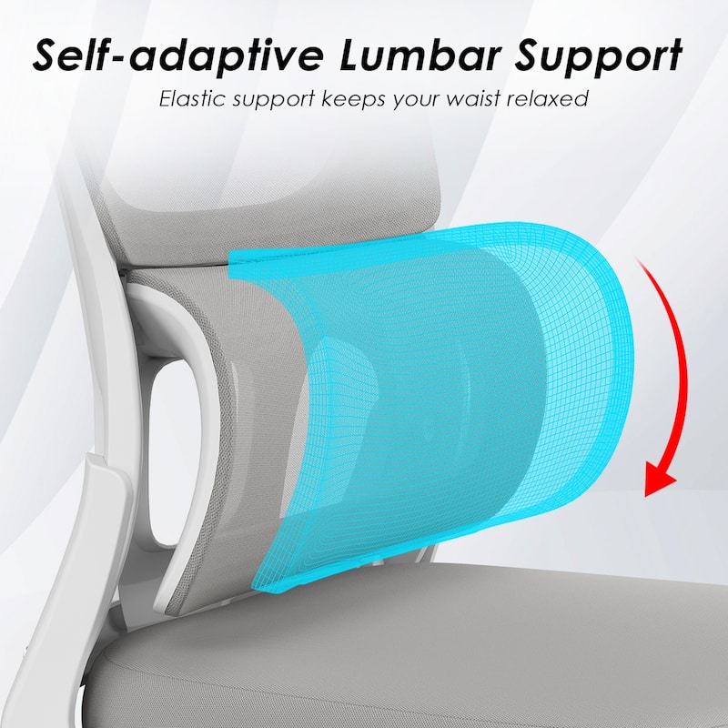 Office Chair, Mesh Ergonomic Office Chair with Lumbar Support, Comfy Computer Desk Chair with Flip Armrest Rolling Wheels