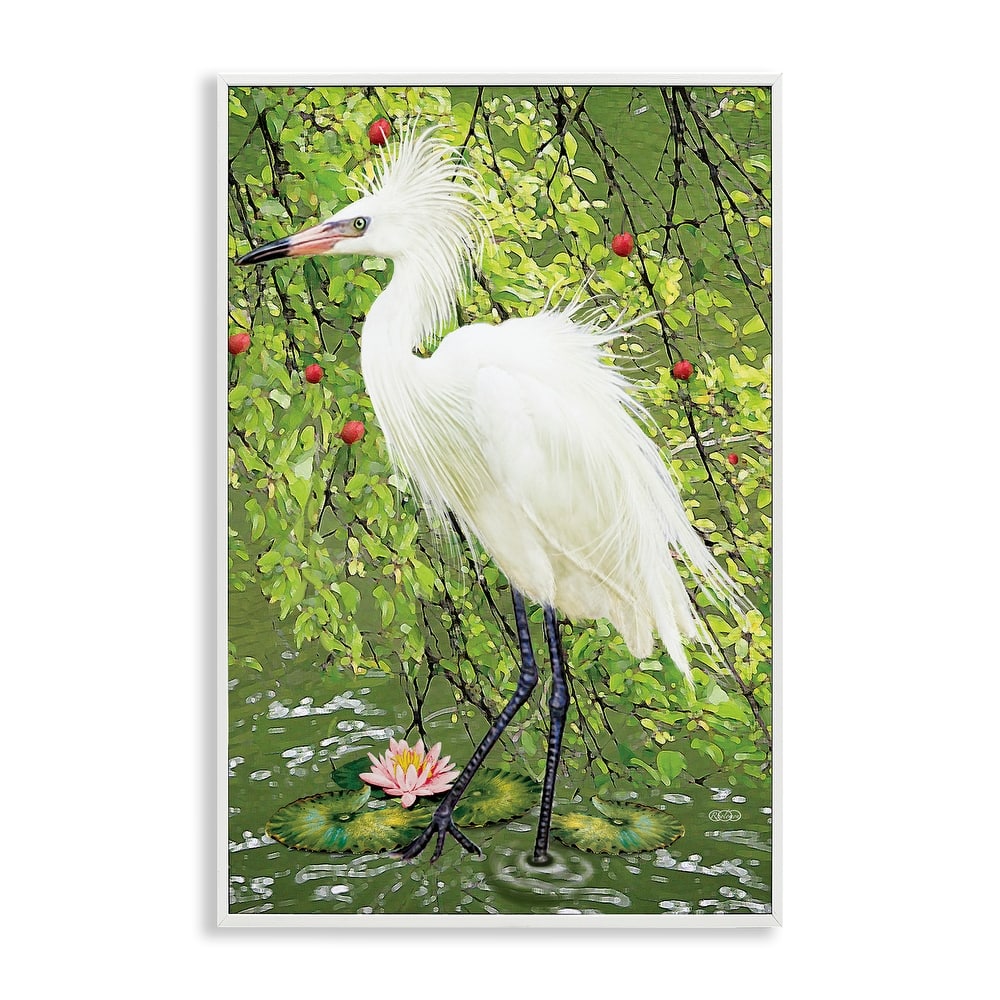 Stupell Sophisticated Heron in Pond Shore Framed Giclee Art Design By Rosiland Solomon