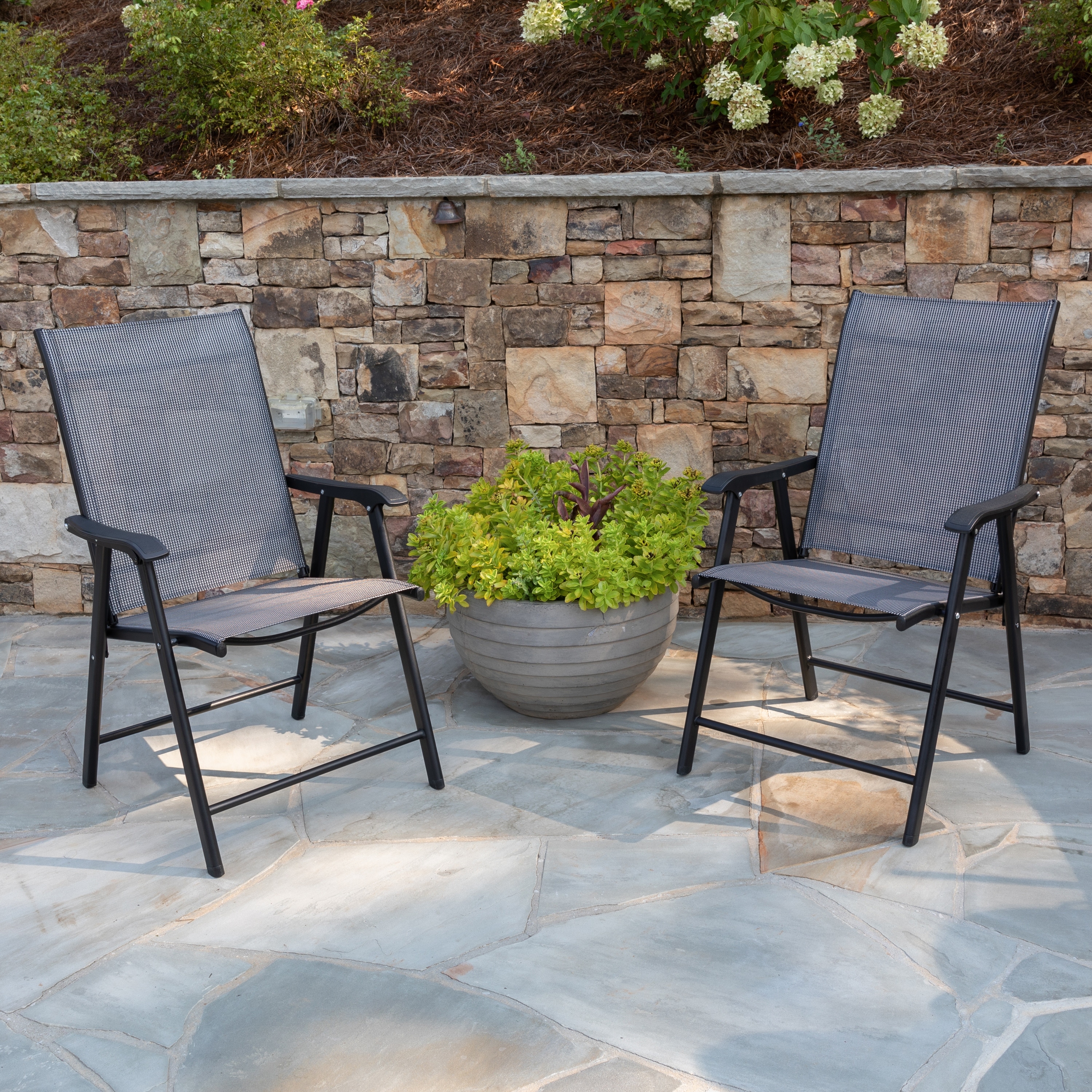 Outdoor Folding Patio Sling Chair / Portable Chair (2 Pack)