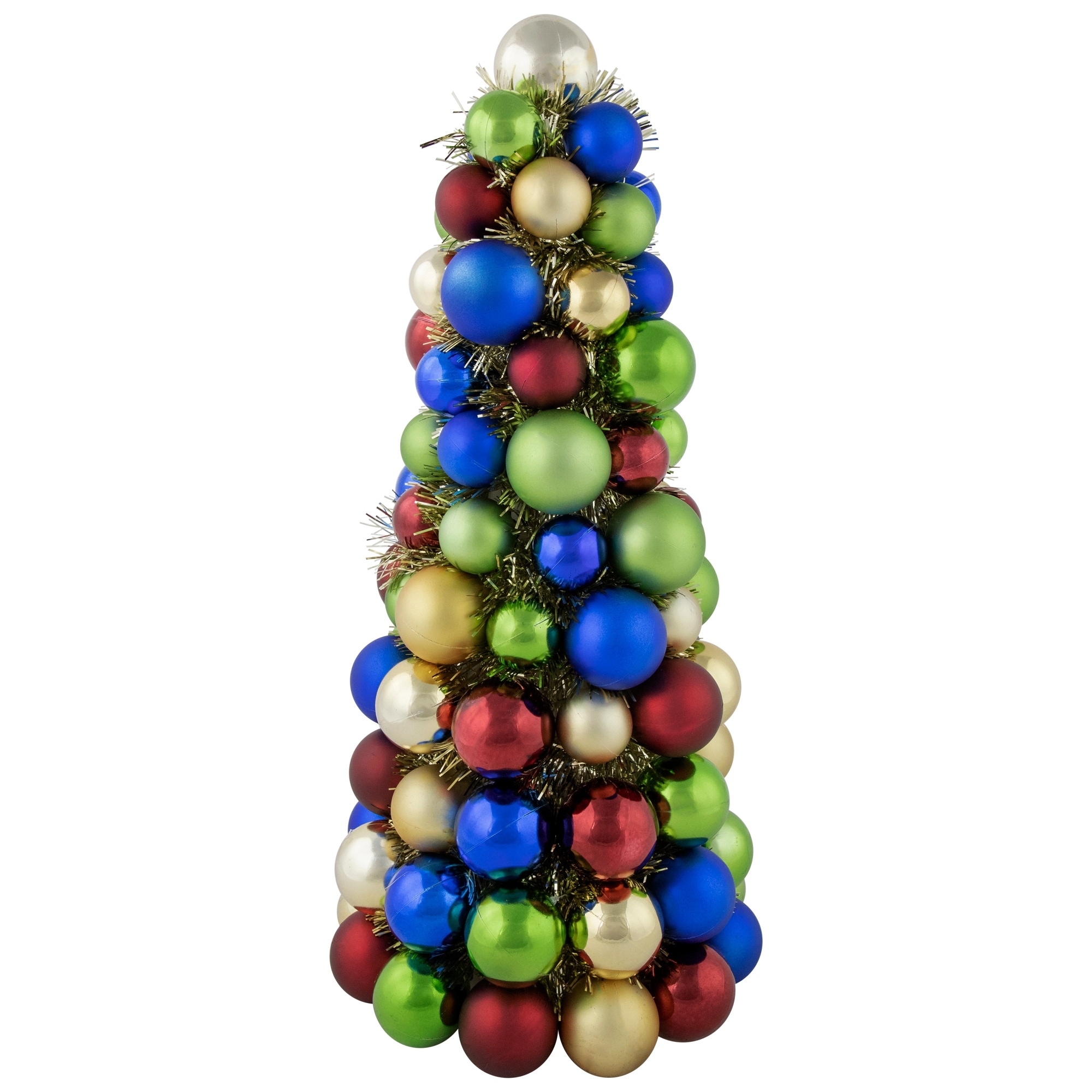 15.75" Multi-Color 3-Finish Shatterproof Ball Christmas Tree - Tinsel